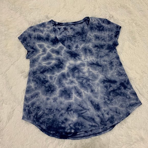 AEO Blue Tie-Dye Favorite T-Shirt Small - Picture 3 of 16